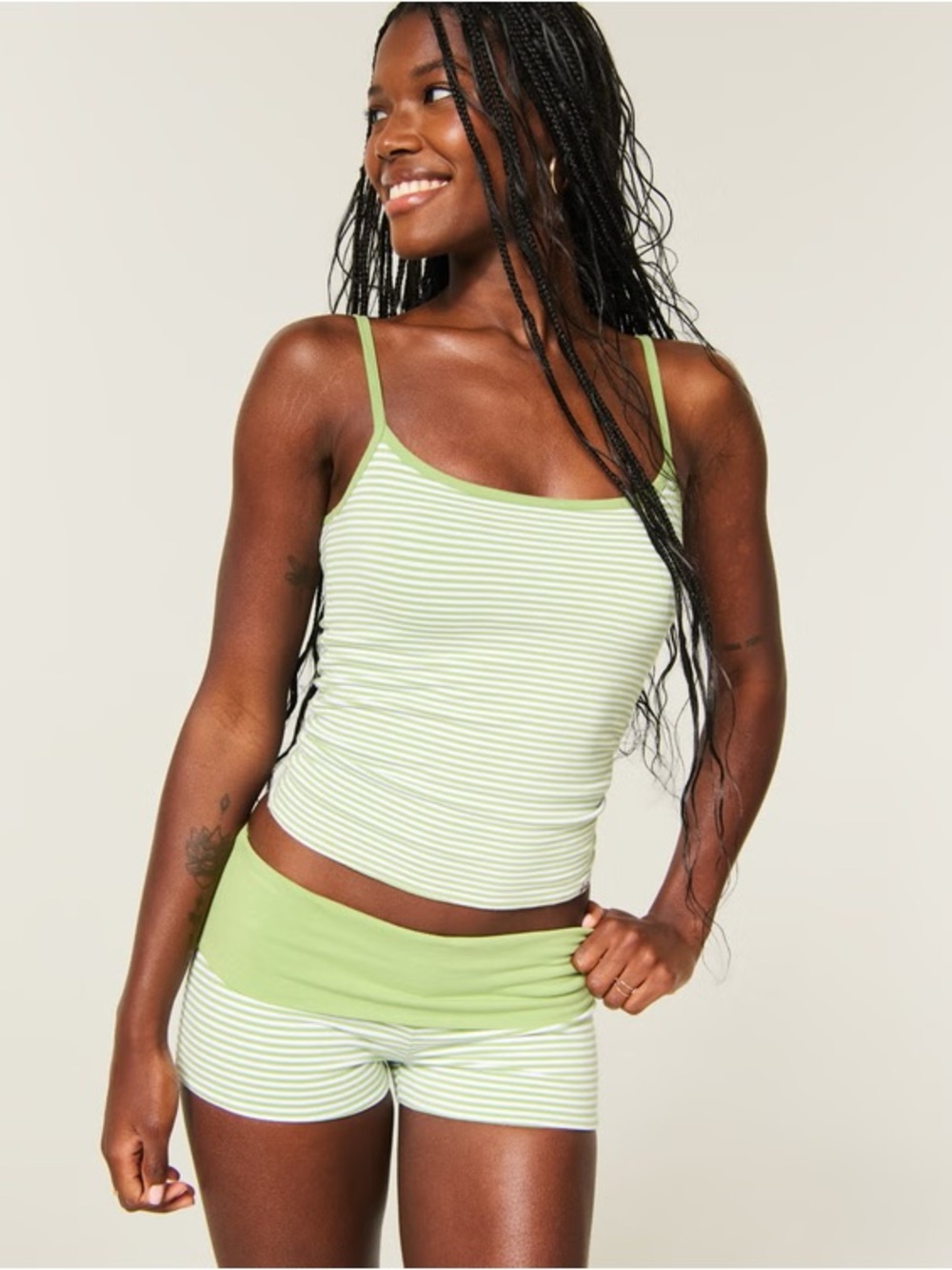 Hollister green and white matching set